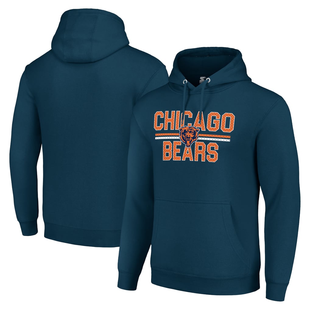 Chicago Bears Starter Unisex Team Mesh Print Graphic Tri-Blend Pullover Hoodie - Navy
