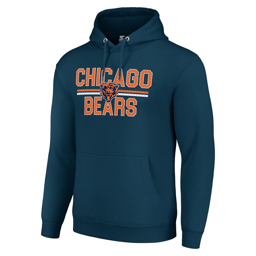 Chicago Bears Starter Unisex Team Mesh Print Graphic Tri-Blend Pullover Hoodie - Navy