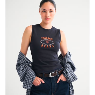 Chicago Bears Abercrombie & Fitch Women's Bra-Free Rib High-Neck Tank Top - Navy