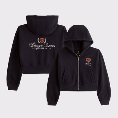 Chicago Bears Abercrombie & Fitch Women's YPB On The Go 6AM Full-Zip Hoodie - Navy