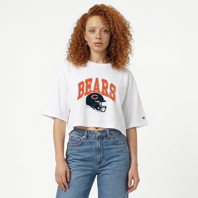  Chicago Bears Champion Women's Boyfriend Cropped T-Shirt - White