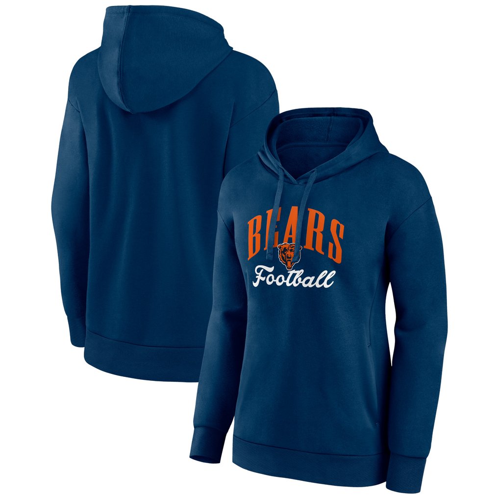 Chicago Bears Fanatics Women's Team Logo Victory Script Pullover Hoodie - Navy