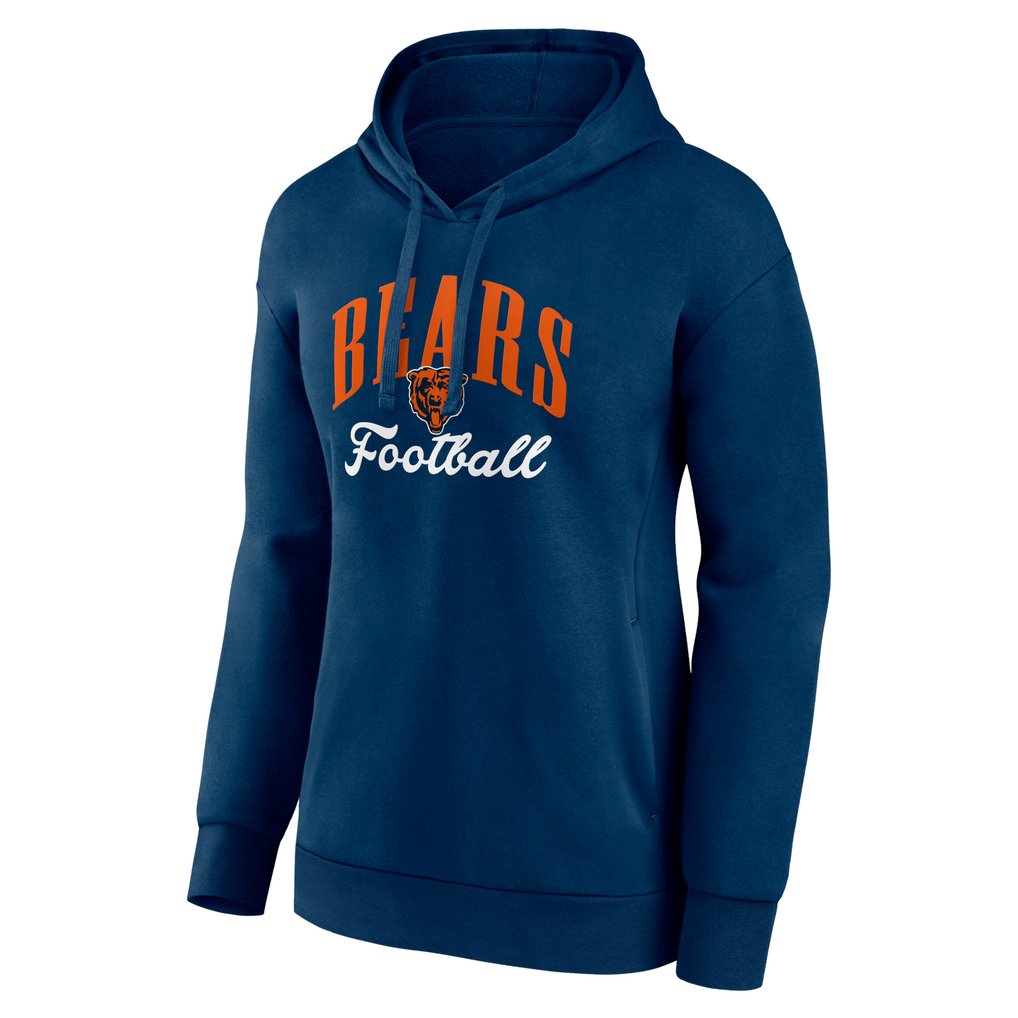 Chicago Bears Fanatics Women's Team Logo Victory Script Pullover Hoodie - Navy
