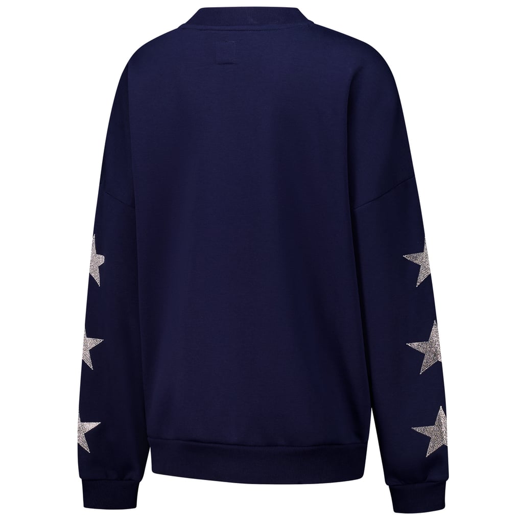 Chicago Bears Gameday Couture Women's Rhinestone Star Sleeve Settle the Score Oversized Tri-Blend Pullover  - Navy