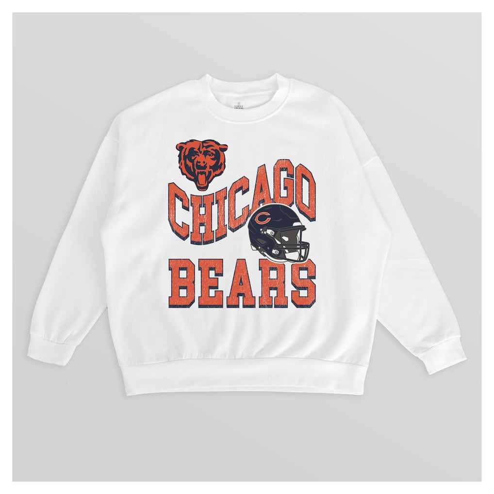  Chicago Bears Gameday Couture Women's Oversized Hard Earned Premium Fleece Pullover Sweatshirt - White