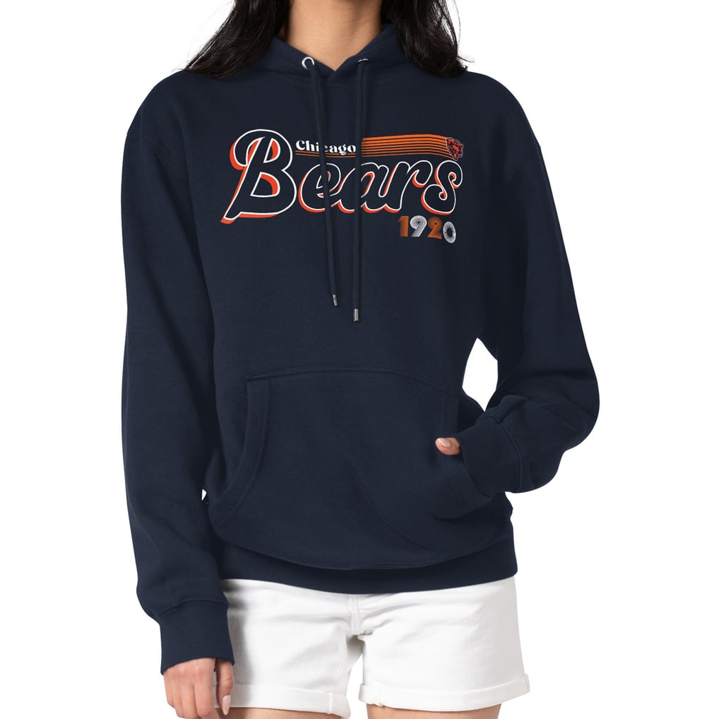 Chicago Bears Starter Women's Groovy Script Pullover Hoodie - Navy