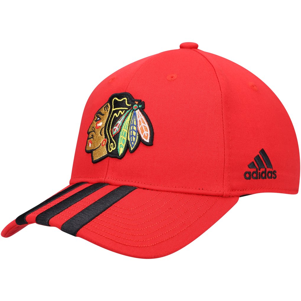 Chicago Blackhawks adidas Locker Room Three Stripe Adjustable Hat - Red
