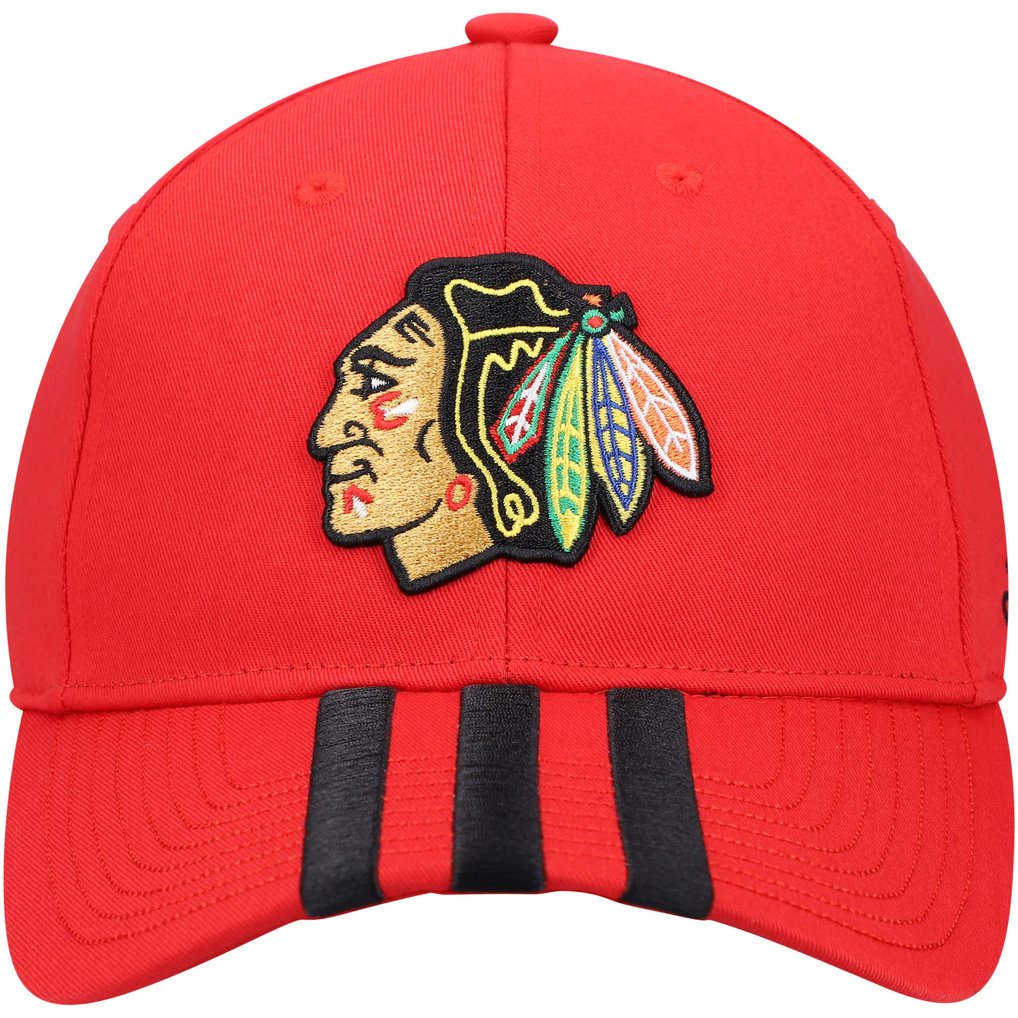 Chicago Blackhawks adidas Locker Room Three Stripe Adjustable Hat - Red