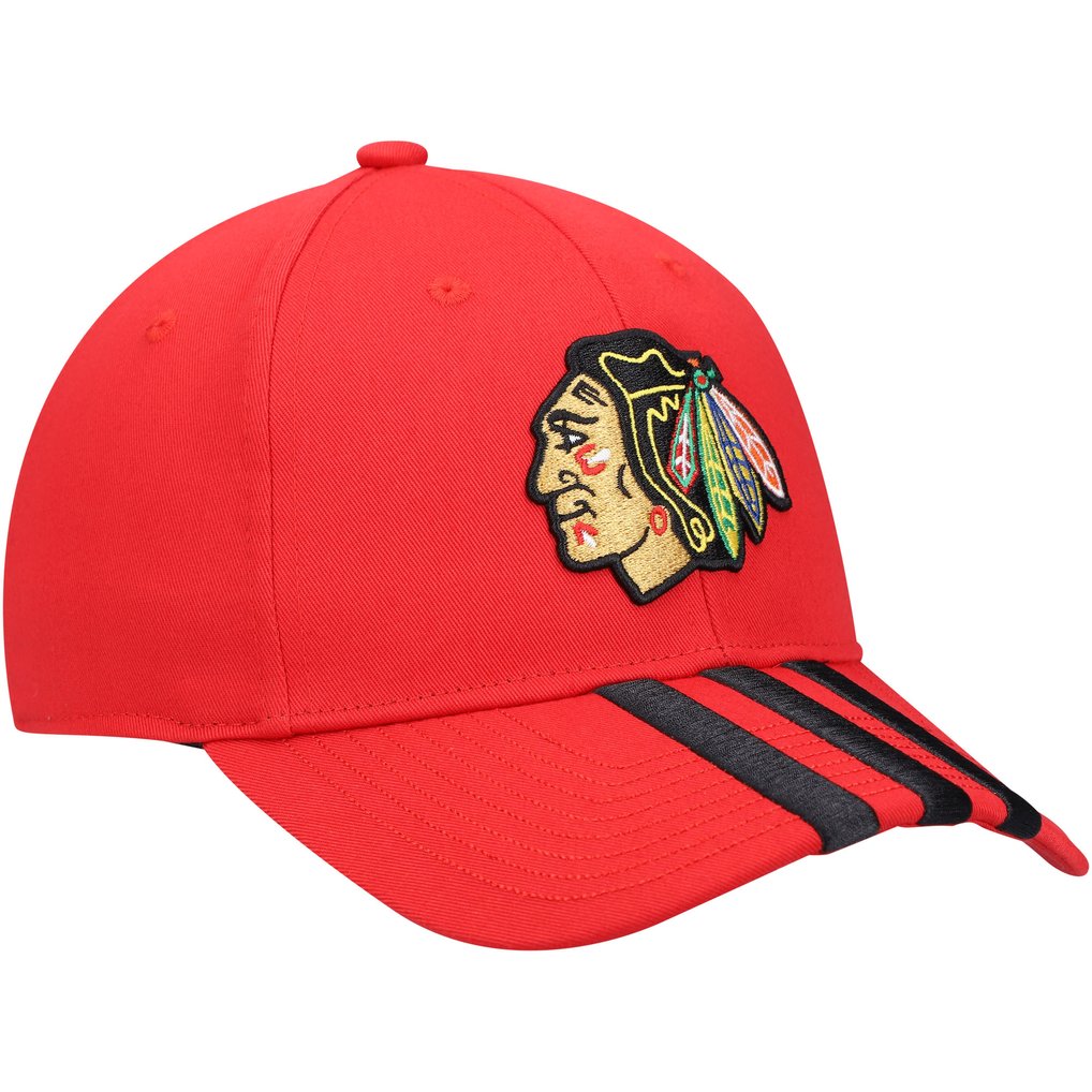 Chicago Blackhawks adidas Locker Room Three Stripe Adjustable Hat - Red