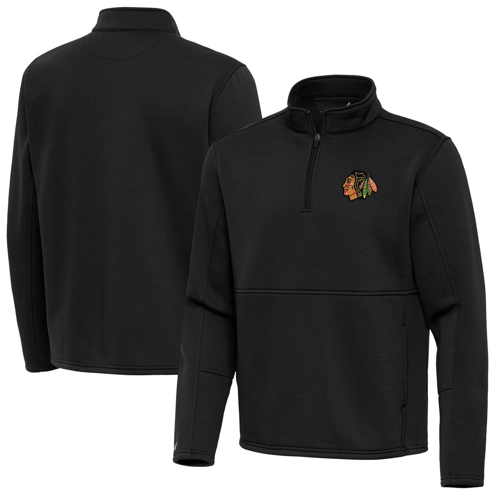 Chicago Blackhawks Antigua Twist Quarter-Zip Pullover Jacket - Black