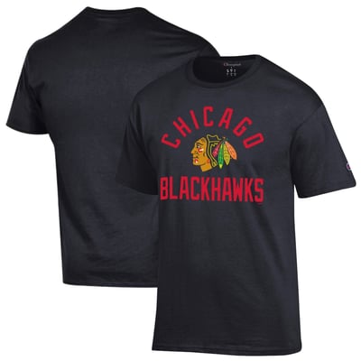  Chicago Blackhawks Champion Primary Logo Jersey T-Shirt - Black
