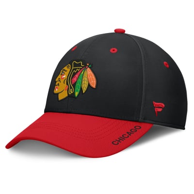 Chicago Blackhawks Fanatics Authentic Pro Rink Stretch Hat - Black/Red