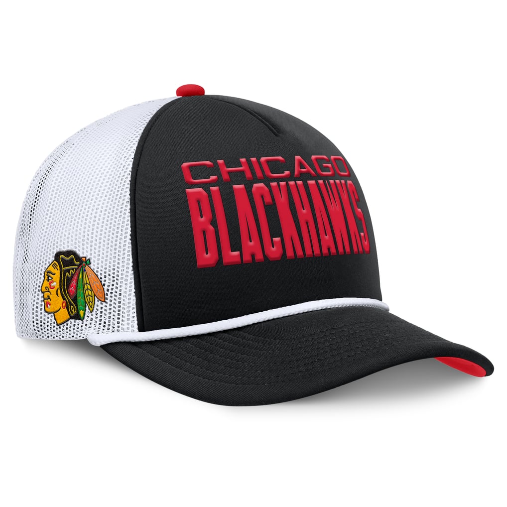 Chicago Blackhawks Fanatics Authentic Pro Rink A-Frame Adjustable Hat - Black/White