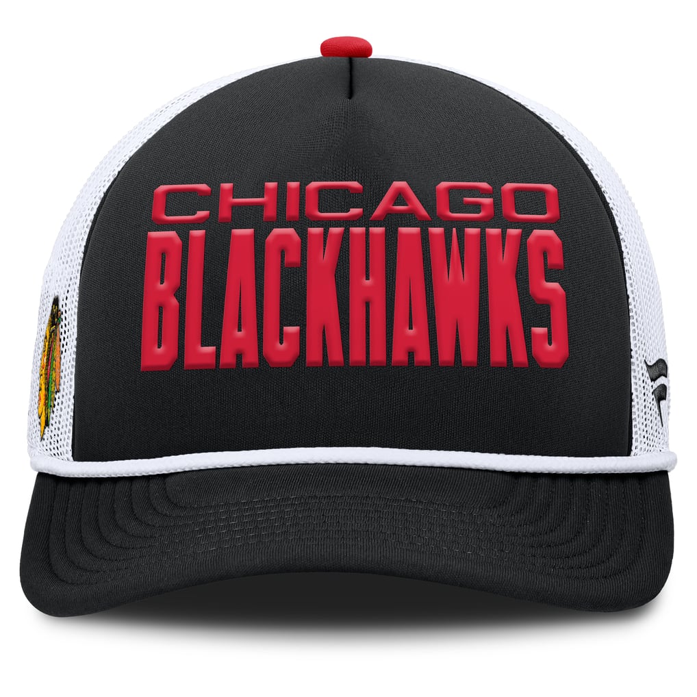 Chicago Blackhawks Fanatics Authentic Pro Rink A-Frame Adjustable Hat - Black/White