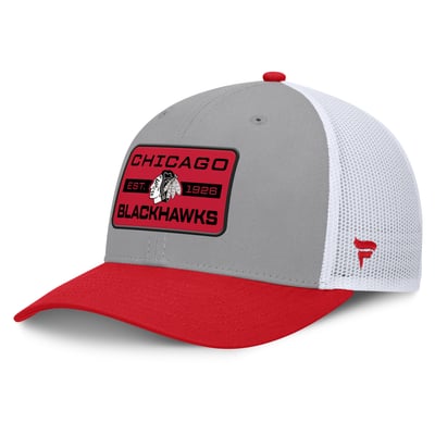 Chicago Blackhawks Fanatics Fundamental Adapt Trucker Adjustable Hat - Gray/Red