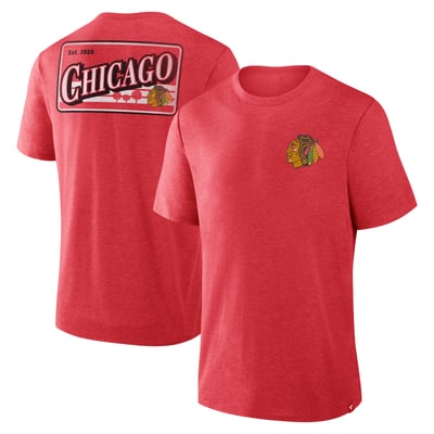 Chicago Blackhawks Fanatics Fan Lanes Tri-Blend T-Shirt - Heather Red