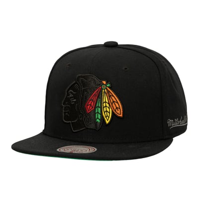  Chicago Blackhawks Mitchell & Ness Core Team Special Snapback Hat - Black