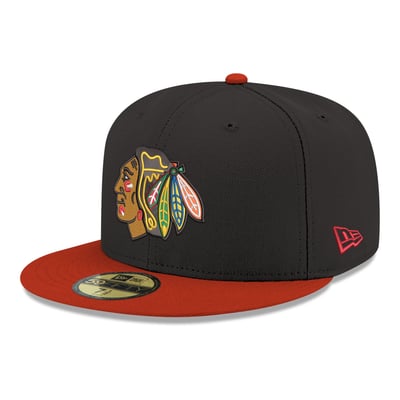  Chicago Blackhawks New Era Core Logo Two-Tone 59FIFTY Fitted Hat - Black