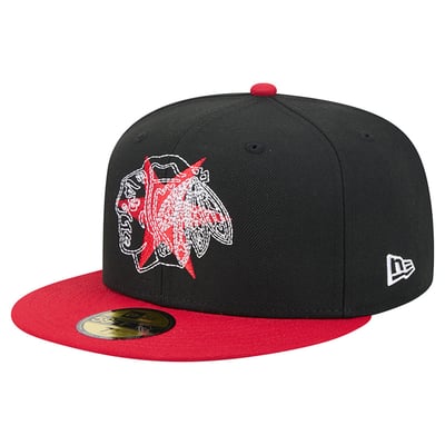 Chicago Blackhawks New Era City Icon Stitched Overlay 59FIFTY Fitted Hat - Black/Red
