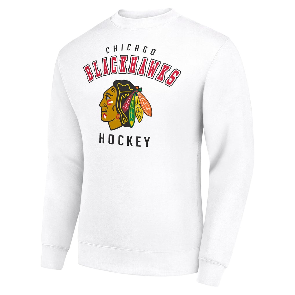  Chicago Blackhawks Men's Starter Team Logo Fleece Pullover Sweatshirt - White