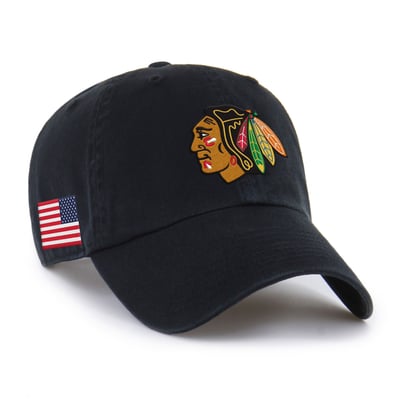 Chicago Blackhawks '47 Unisex Heritage Flag Clean Up Adjustable Hat - Black