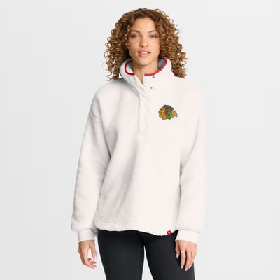 Chicago Blackhawks Fanatics Women's Rush Sherpa Half-Snap Pullover - White