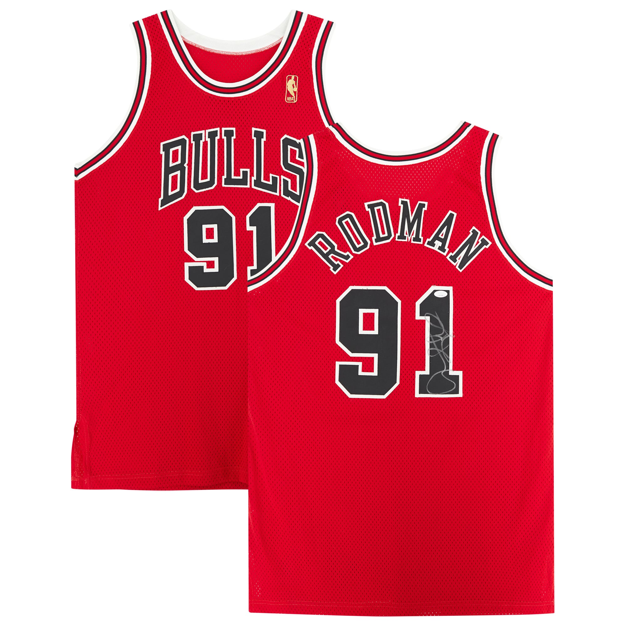 Dennis Rodman Chicago Bulls Autographed Champion #91 Authentic