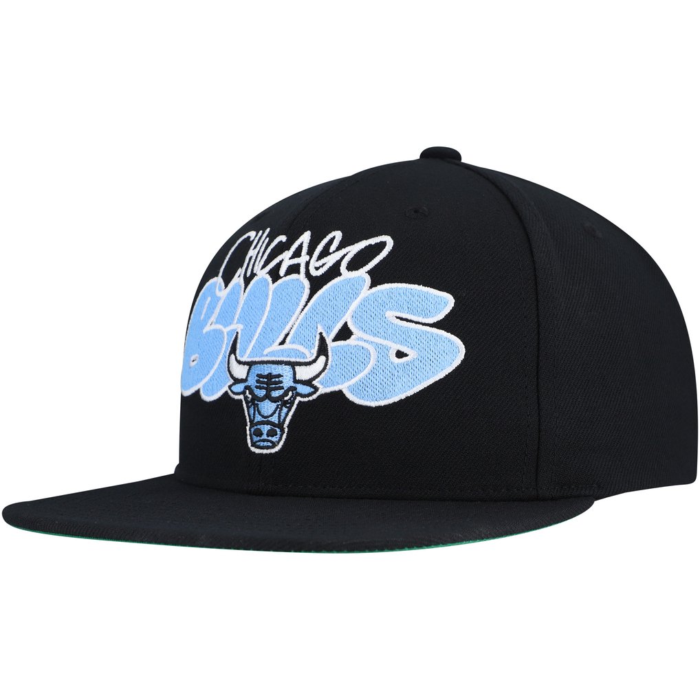 Chicago Bulls Mitchell & Ness Throw Down Snapback Hat - Black