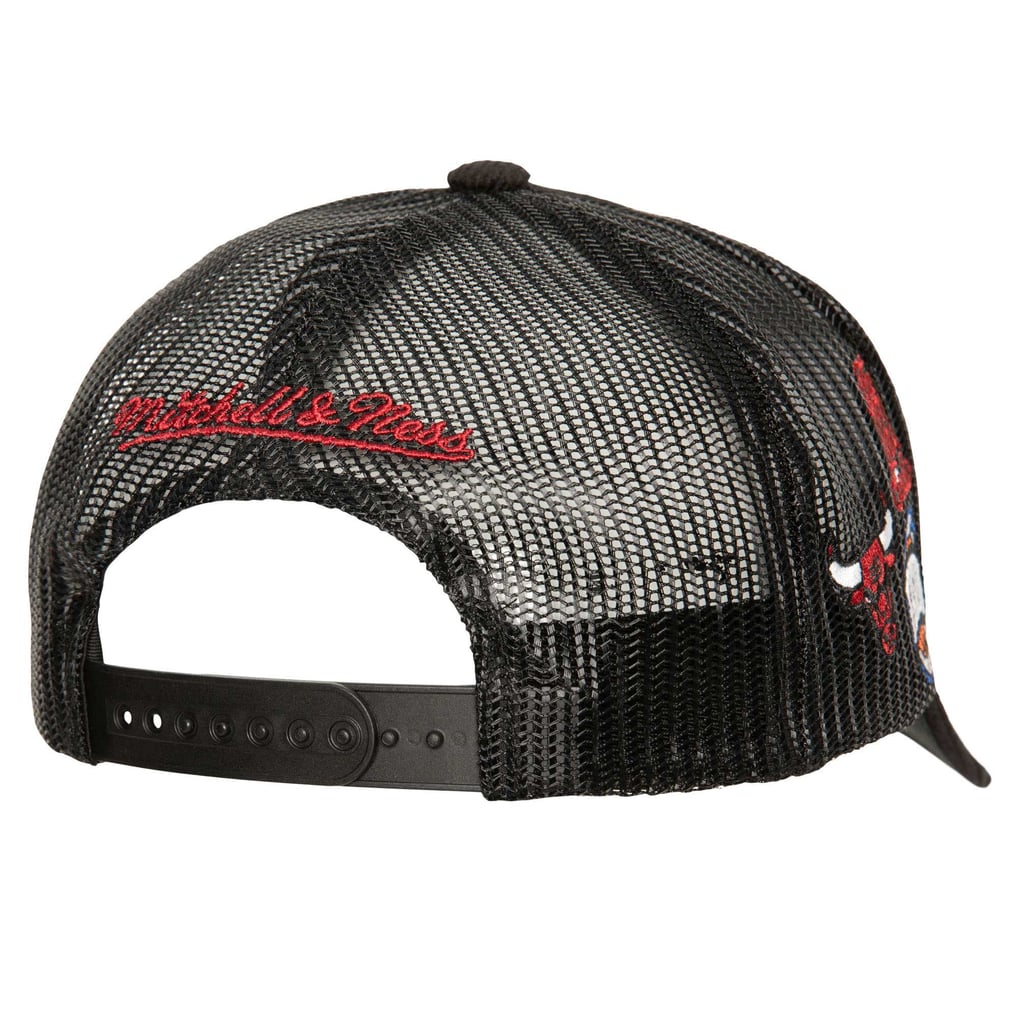 Chicago Bulls Mitchell & Ness Times Up Classic Script Cord Trucker Hat - Black