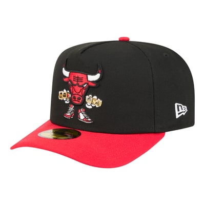  Chicago Bulls New Era Injection Cartoon Logo A-Frame 59FIFTY Fitted Hat - Black