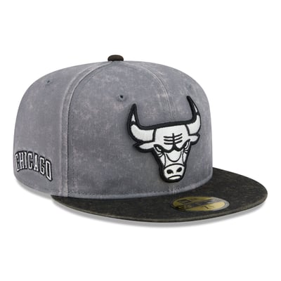 Chicago Bulls New Era Washed 59FIFTY Fitted Hat - Gray/Black