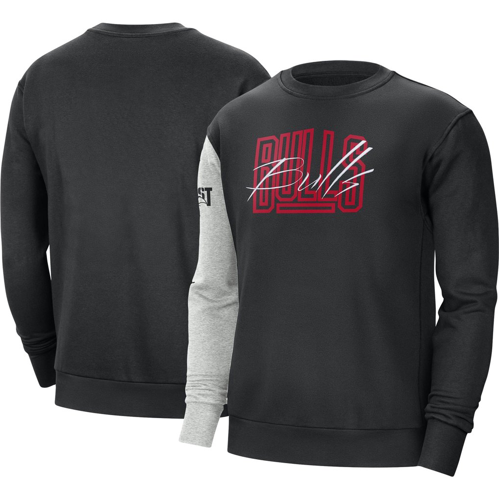 Chicago Bulls Nike Courtside Versus Force & Flight Pullover Sweatshirt - Black/Heather Gray