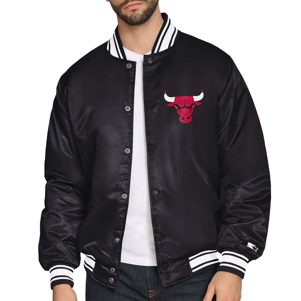  Chicago Bulls Starter Triangle Full-Snap Varsity Jacket - Black