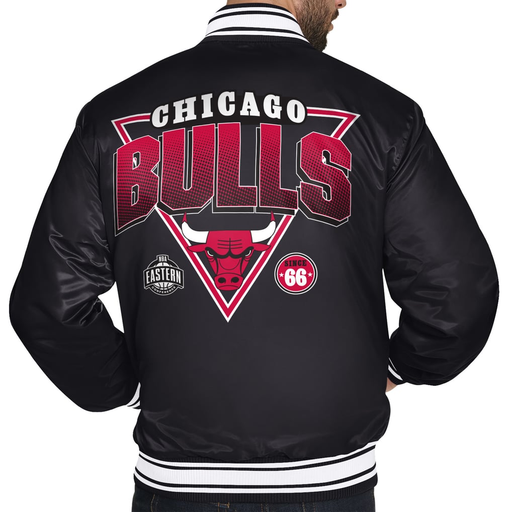  Chicago Bulls Starter Triangle Full-Snap Varsity Jacket - Black