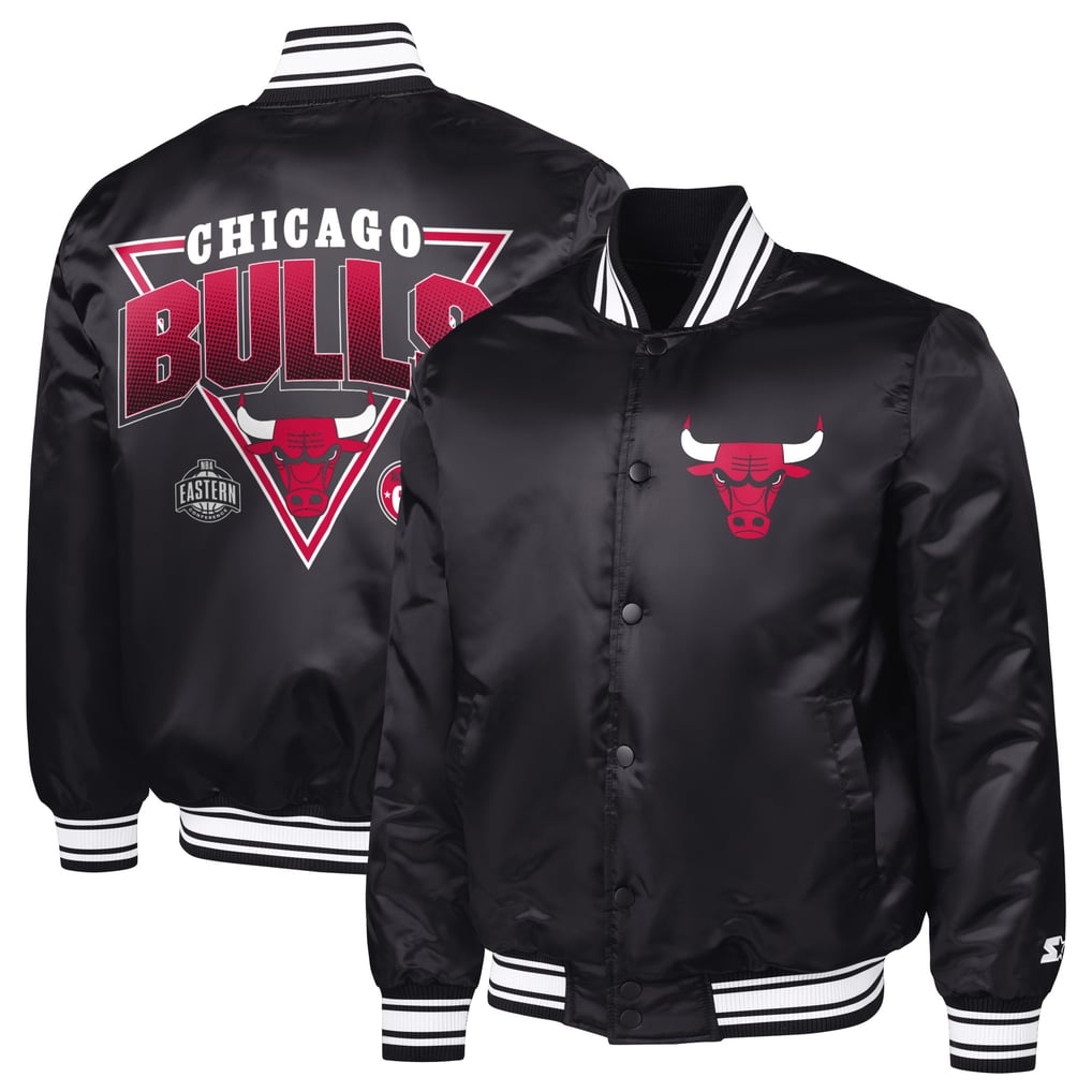  Chicago Bulls Starter Triangle Full-Snap Varsity Jacket - Black