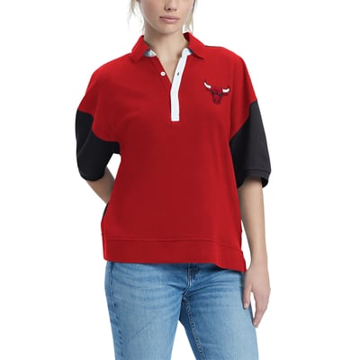 Chicago Bulls Tommy Jeans Women's Taya Puff Sleeve Pique Polo Shirt - Red