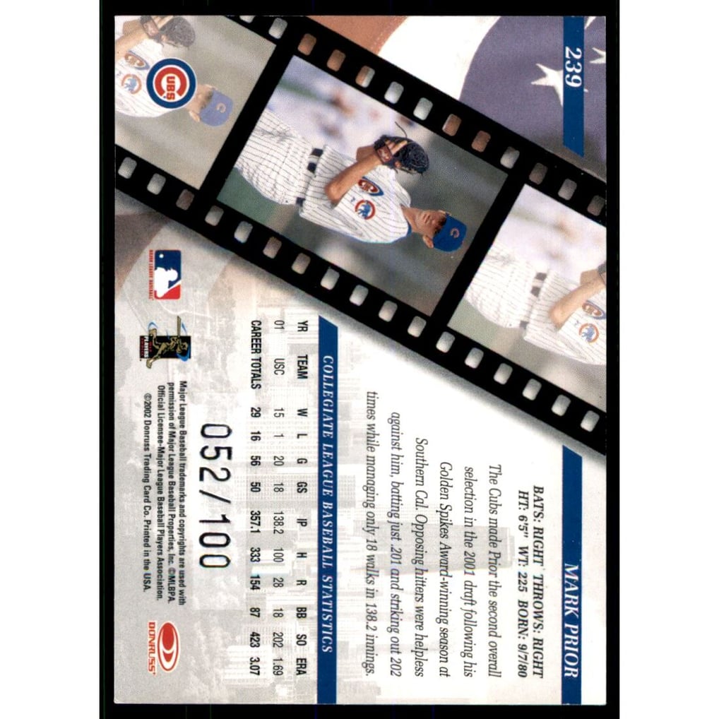 2002 Studio Proofs #239 Mark Prior ROO