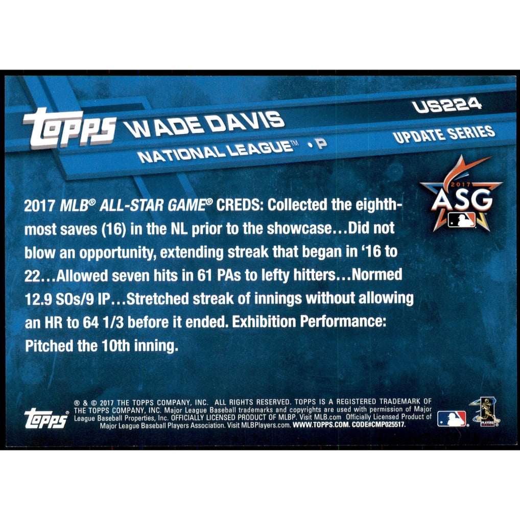 2017 Topps Update 5x7 Gold #US224 Wade Davis