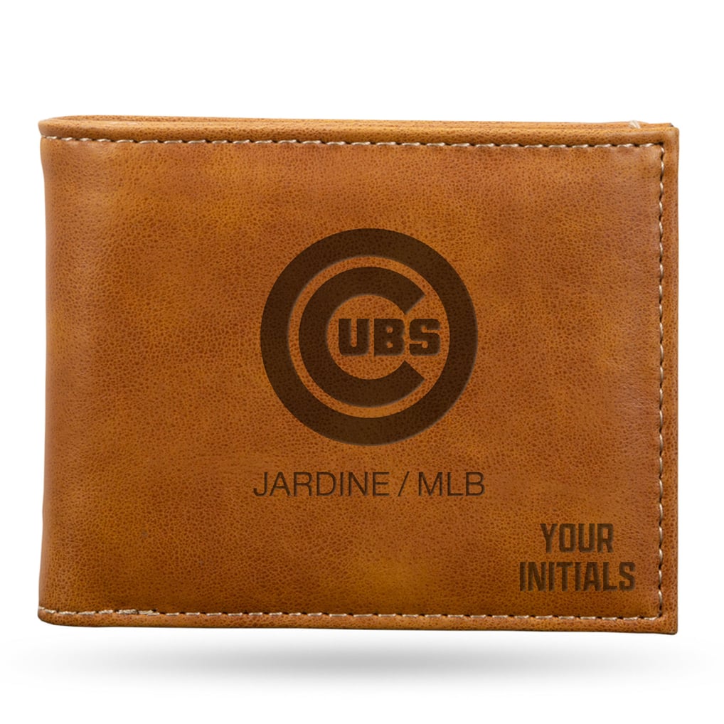 Chicago Cubs Personalized Billfold Wallet - Brown