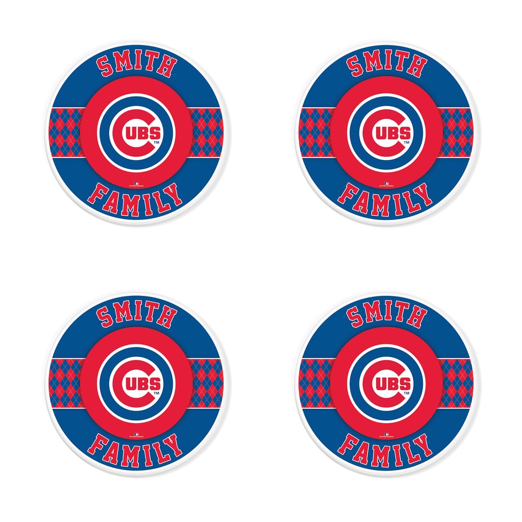 Chicago Cubs 4" Personalized Circular Coasters 4-Pack Set