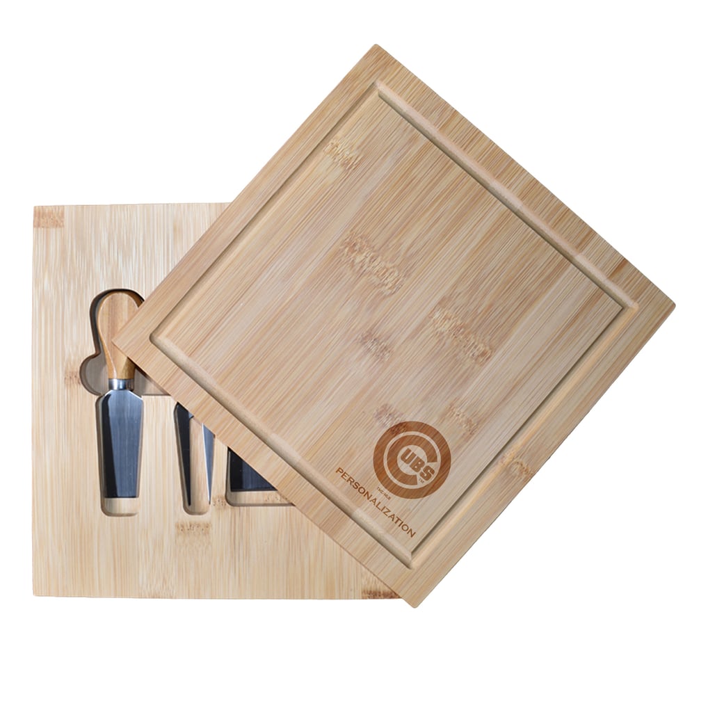 Chicago Cubs Customized Bamboo Cutting Board with Utensils

