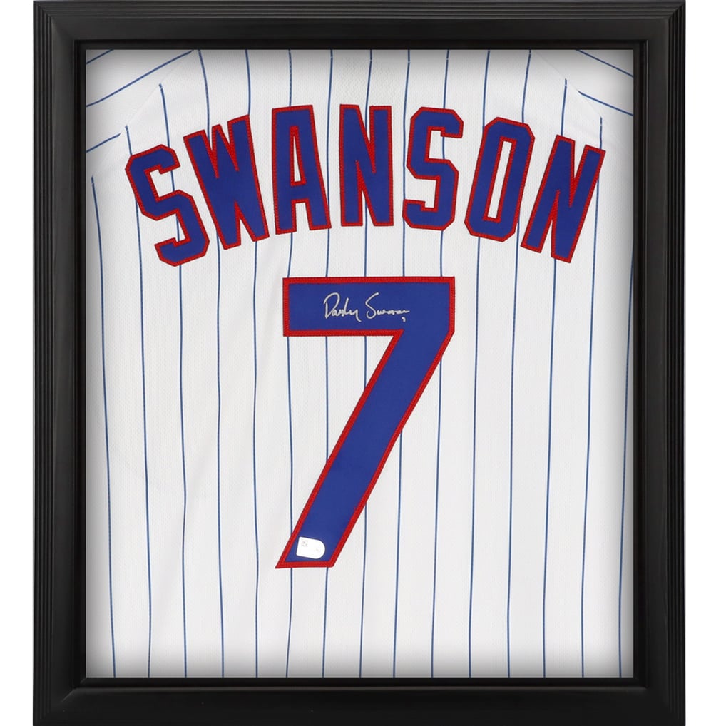 Dansby Swanson Chicago Cubs Autographed Fanatics Authentic Framed White Nike Authentic Jersey Shadowbox
