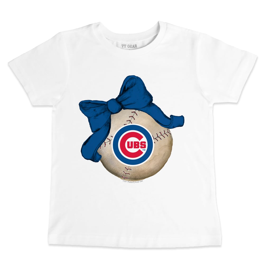 Chicago Cubs Tiny Turnip Infant Baseball Bow T-Shirt - White