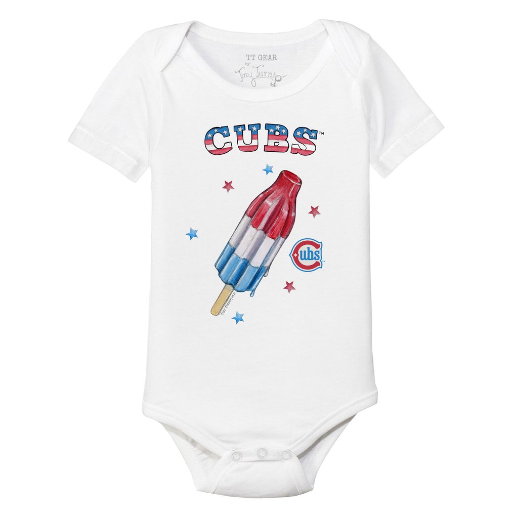 Chicago Cubs Tiny Turnip Infant Rocket Pop Bodysuit - White