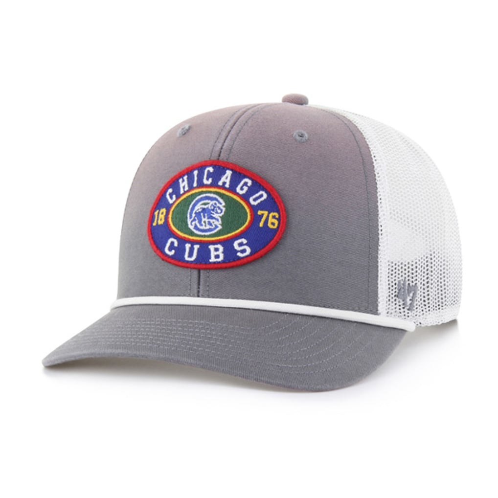 Chicago Cubs '47 Tide Sweep Rope Trucker Adjustable Hat - Gray/White