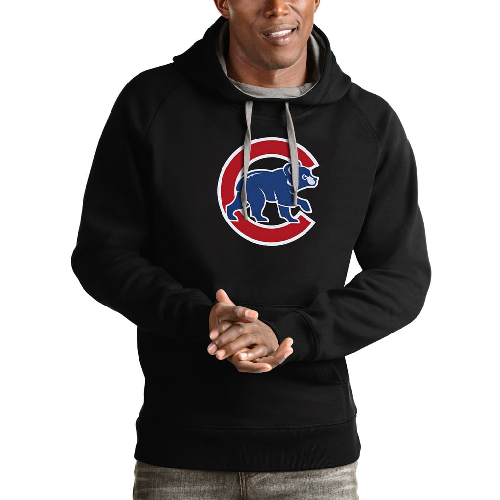 Chicago Cubs Antigua Victory Pullover Team Logo Hoodie - Black