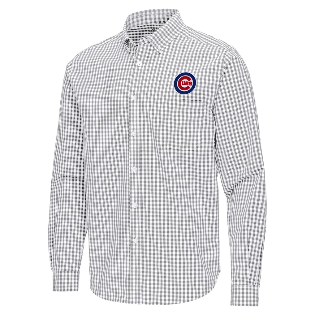 Chicago Cubs Antigua Ellis Woven Tri-Blend Button-Down Shirt - Gray