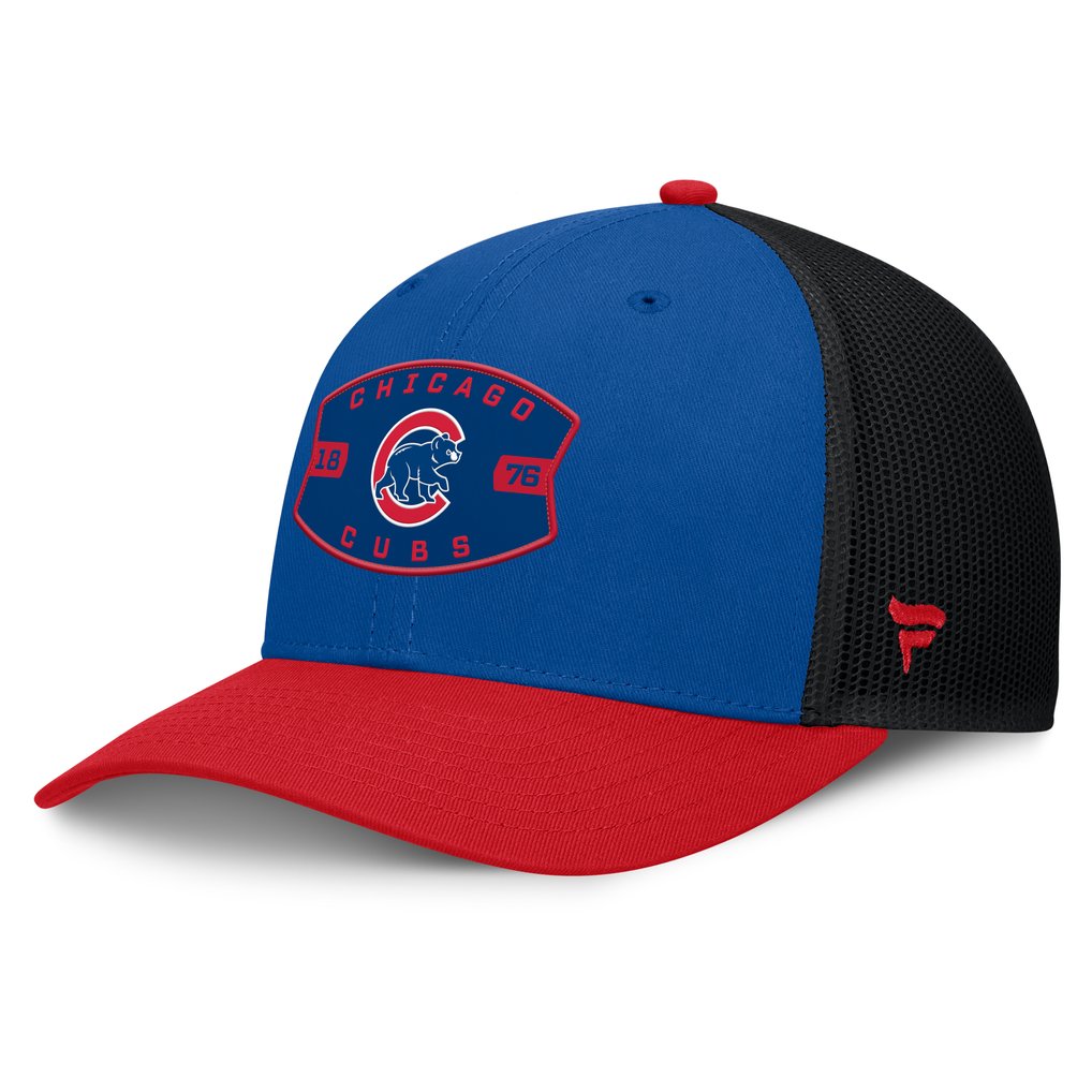 Chicago Cubs Fanatics Cutoff Adjustable Trucker Hat - Royal/Red