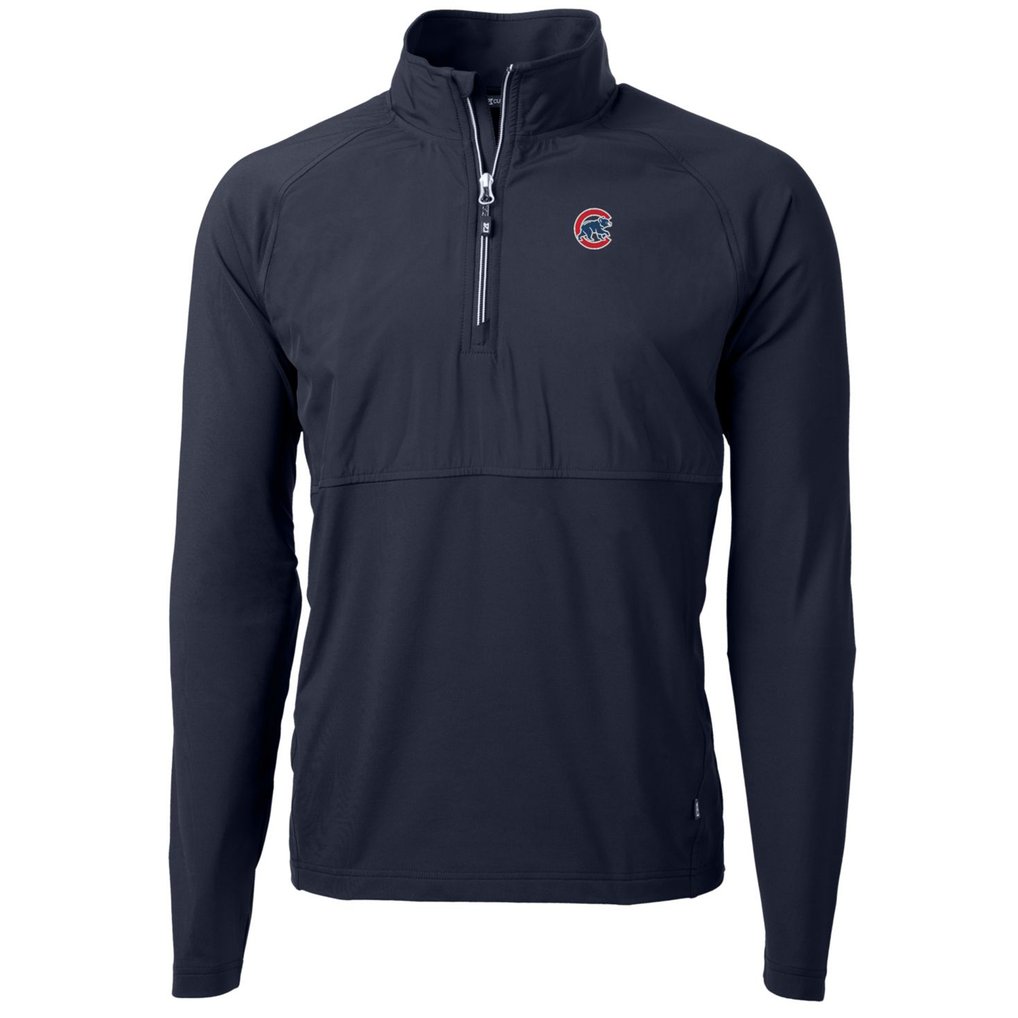 Chicago Cubs Cutter & Buck Adapt Eco Knit Hybrid Recycled Quarter-Zip Pullover Jacket - Navy