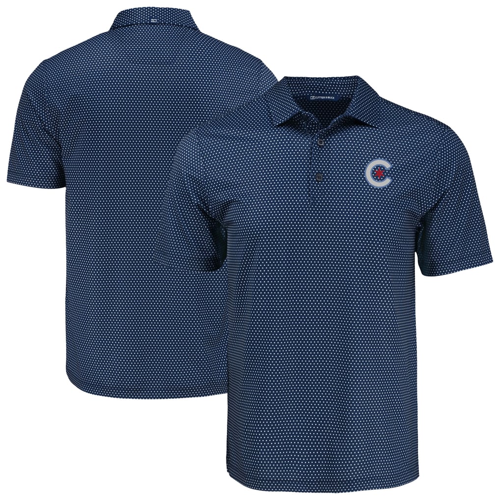 Chicago Cubs Cutter & Buck Pike Eco Shadow Check Print - Navy